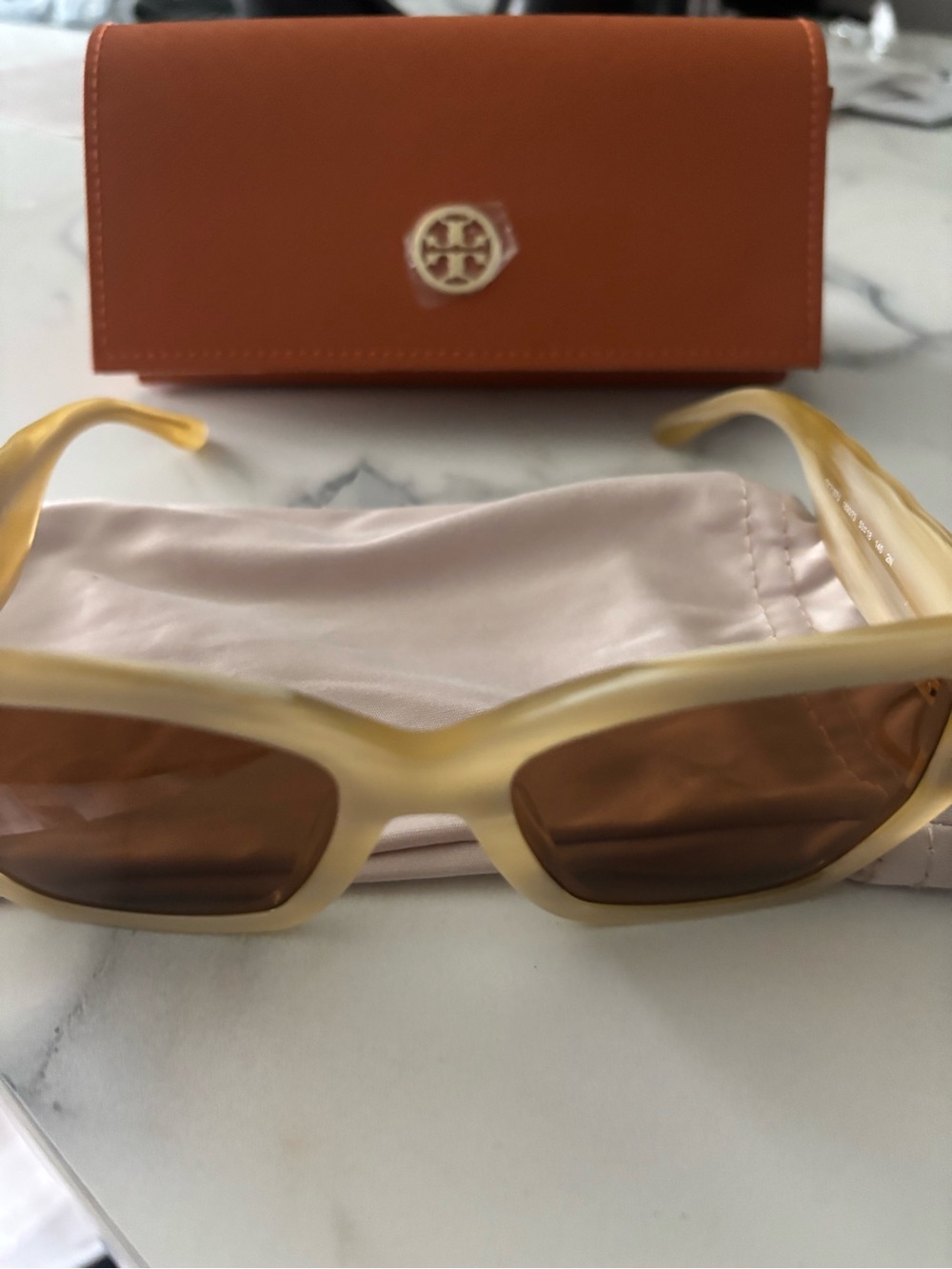 Tory Burch Cream Frame Sunglasses with Brown Lenses - Picture 5 of 6